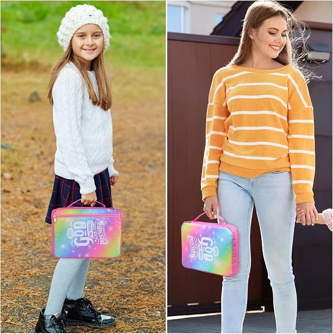 ICOSY Bible Cover Case for Women Girls Kids Bible Bag Case with Handle Kids Girls Bible Study Accessories Supplies