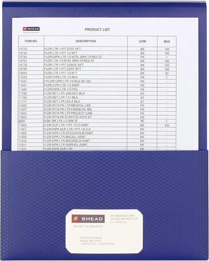 Smead Organized Up Poly Stackit Folders, Letter Size, Dark Blue, 5 per Pack (87806)