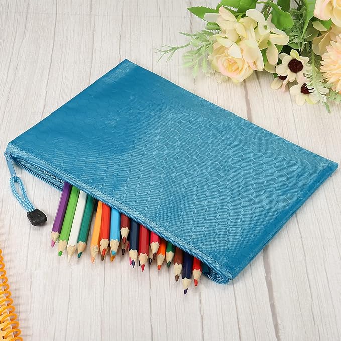 PATIKIL Waterproof Zipper File Bags, 10 Pack A5 Size Document Pocket Storage Organizer Pouch for Travel Office Supply, Sky Blue