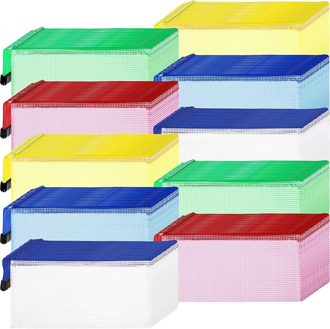 Zhehao 400 Pcs A6 Mesh Zipper Pouch Pencil Pouch with Zipper Waterproof Mesh Storage Bags Small File Bags for Classroom Organization School Office Supplies, 9.5 x 4.5 Inch (Fresh Color)