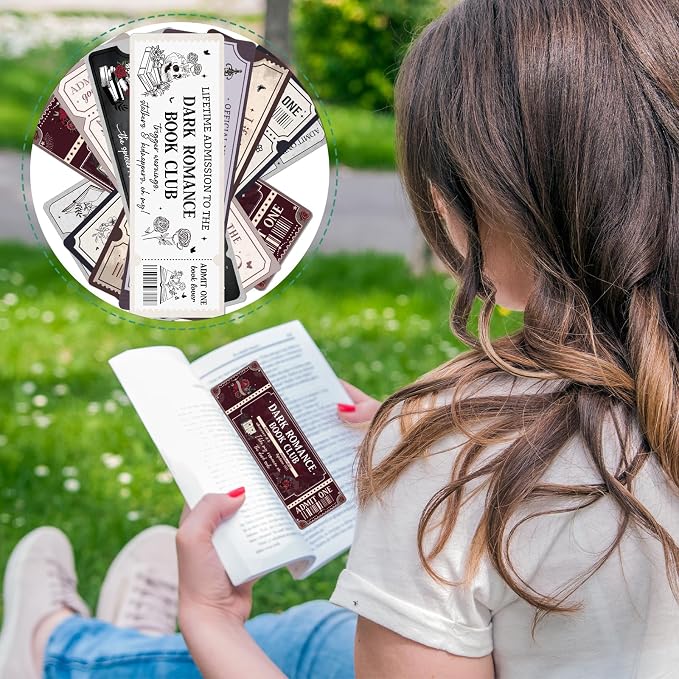 Wxiben Dark Romance Bookmarks Gifts - 20 Pcs Book Club Bookmark Skeleton Flower Book Marks Gothic Romantasy Book Mark Page Marker Clip Gift for for Women Girls Romance Reader Students Teachers Bookish