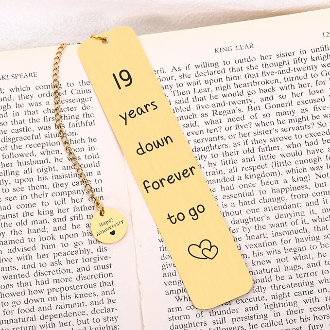 Bronze Gifts for 19th Anniversary, 19 Year Wedding Anniversary for Wife Husband 19th Anniversary Bookmark for Her Him Happy Anniversarys Bookmarks for Couples Valentines Gifts Bookmarks for Women Men
