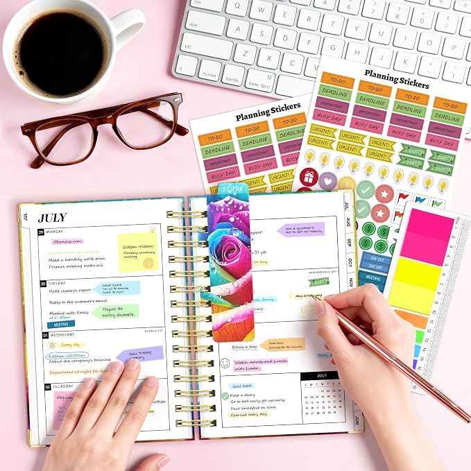 Planner 2026-2027, 18 Month Weekly and Monthly Academic Planner, July. 2026 - Dec. 2027, 6.6" x 8.3" A5 Hardcover Calendar Planner with Page Tabs, Separator Page, Inner Pocket, Bookmark, Stickers, Sticky Note Set