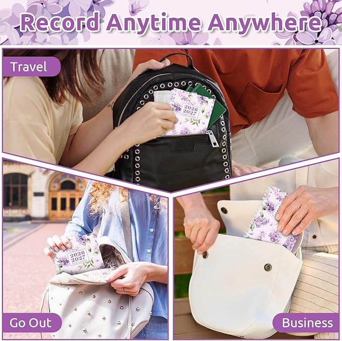 Pocket Calendar 2026-2027, Small Planner -3.7" x 6.7" for Purse, Runs from January 2026 Until December 2027, Monthly Planner 2026-2027 with Coil Organizing & Planning - Purple