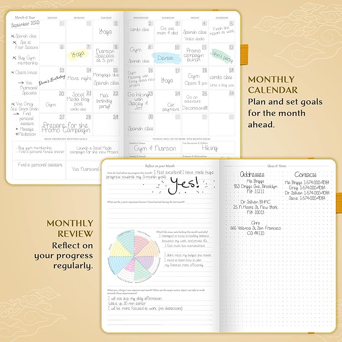 Legend Planner – Undated Weekly & Monthly Life Planner to Hit Your Goals & Live Happier, Organizer Notebook & Productivity Journal, A5 (Yellow, Gold)