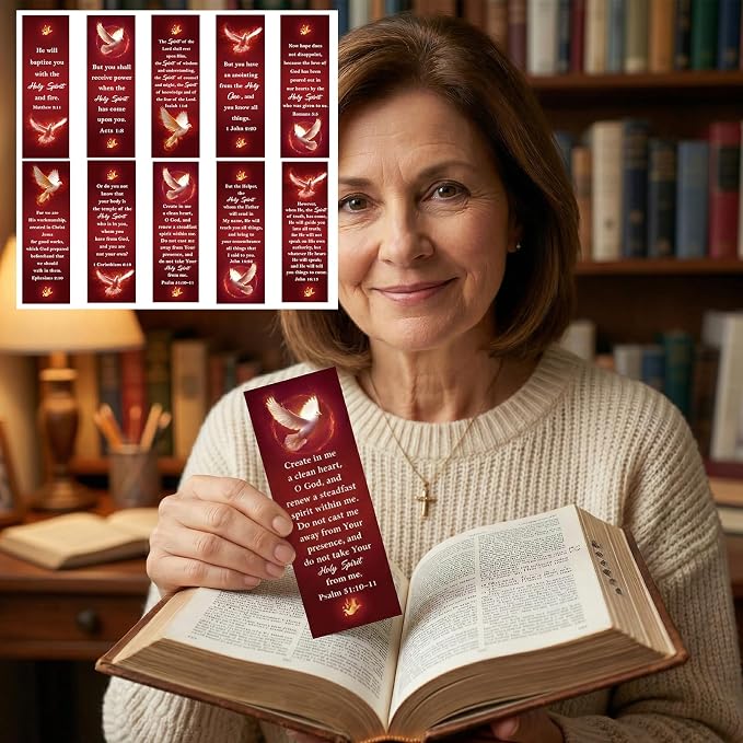 Come Holy Spirit Bookmarks Gifts - Wxiben 200 Pcs Confirmation Bookmarks Christian Religious Book Markers Page Clip Bible Verses Confirmation Gift for Women Men Church Sunday School Party Favors