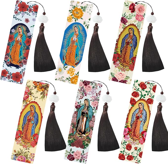 Religious Diamond Painting Bookmarks - 6 PCS Guadalupe Diamond Art Bookmarks Kit DIY Bookmark Christmas Christian Inspirational Gifts for Beginner Book Lover Adults Arts Craft Supplies