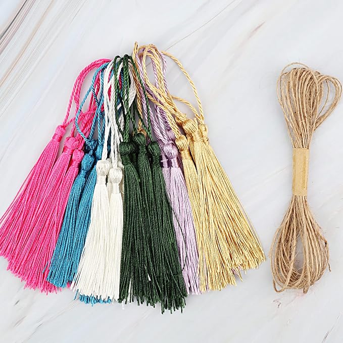 Acrylic Bookmarks Blanks Bulk 61PCS Clear Bookmark Plastic Blank 30 Sets with 6 Color Tassels & Twine String for Vinyl DIY Craft (3 Shape of Bookmarks)