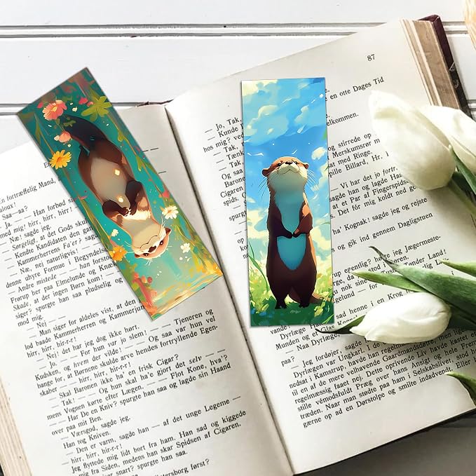 50 Pcs Sea Otter Bookmarks, Animal Paper Page Markers for Reading Lovers, Decorative Reading Accessories, Holiday Gift Idea for Men and Women
