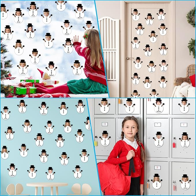 60Pcs Winter Snowman Paper Cutouts Winter Bulletin Board Decoration Black Snowman DIY Photo Craft Cutouts Christmas Classroom Supplies for Teacher Student School Holiday Party Chalkboard Wall Decor