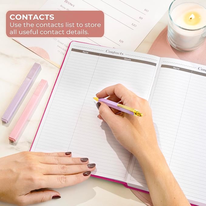 GoGirl Salon Appointment Book – Reservation Book for Beauty Salons, Spas, Hair Stylists, Estheticians – Appt Booking Planner, 7x10″ (Hot Pink)