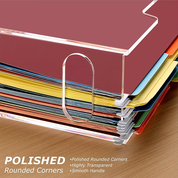 Acrylic File Folder Organizer, Clear Hanging File Organizer Box for Letter Size, Desktop File Holder with Handles, Slim Filing Storage Box for Desk Office Home Work -1 Pack