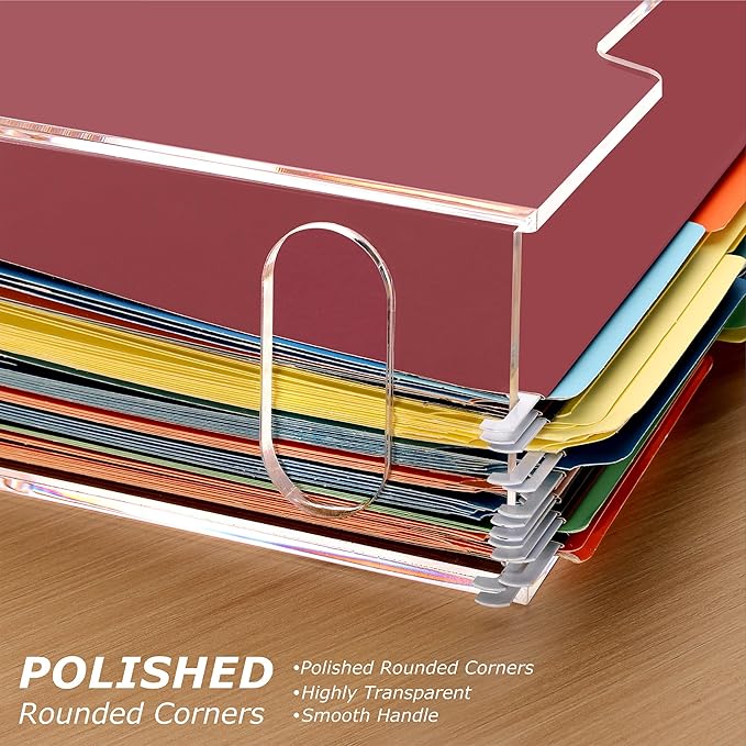 Acrylic File Folder Organizer, Clear Hanging File Organizer Box for Letter Size, Desktop File Holder with Handles, Slim Filing Storage Box for Desk Office Home Work -1 Pack