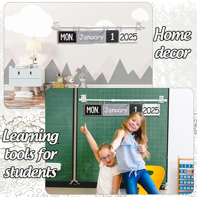 FYSUIMU Modern Farmhouse Calendar Bulletin Board Set Flip Calendar with 54 Cards & Adjustable Holder for Back to School Classroom Home Office DIY Decoration Supplies