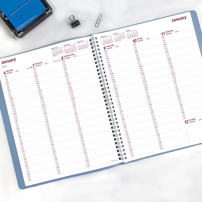 Brownline® 2025 Essential Weekly Planner, Appointment Book, 12 Months, January to December, Twin-Wire Binding, 11" x 8.5", Mountain Blue (CB950G.03-25)