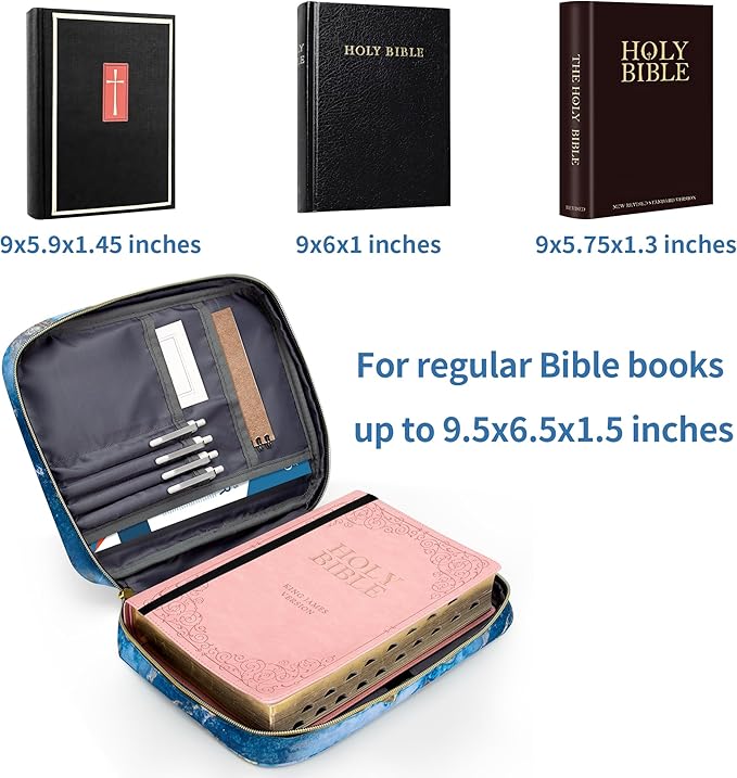 GUEER Bible Cover for Women, Bible Holder, Bible Cover Carrier Carrying Organizer Bag, Zipper and Pockets for Standard Size Bible, Gift for Women(Gloden)