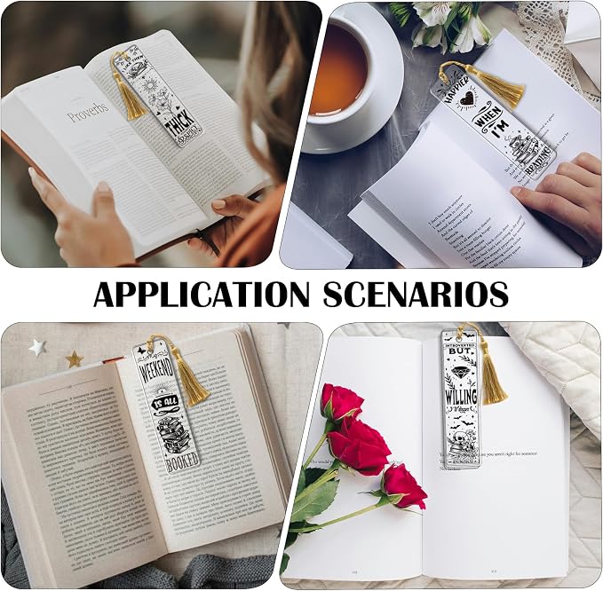 Funny UV DTF Bookmark Wraps - 24 Sheets Reading Enthusiast Acrylic Bookmark Blank Uvdtf Decals, Fun Floral Dragon Skull Transfer Stickers for Bookmarks Craft Decorations Gift for Women