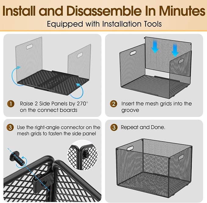 MaxGear Hanging File Organizer Box, Metal Mesh File Folder Storage Box for Letter Legal Size, Black Filing Box for Hanging File Folders, Hanging Folder Organizer for Desk, Office, School, Home, 2 Pack