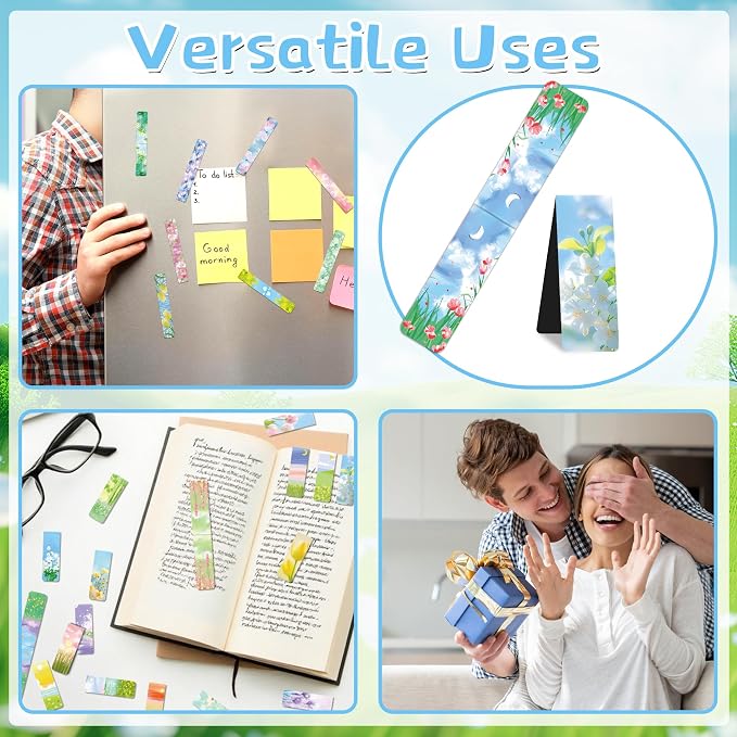 Sondeng 48Pack Magnetic Bookmarks for Reading Women Men Teacher Book Lovers Gifts, Bookmarks Bulk Personalized Bookmark Magnet Bookmark Clips Cute Pretty Funny Book Markers (Flower)
