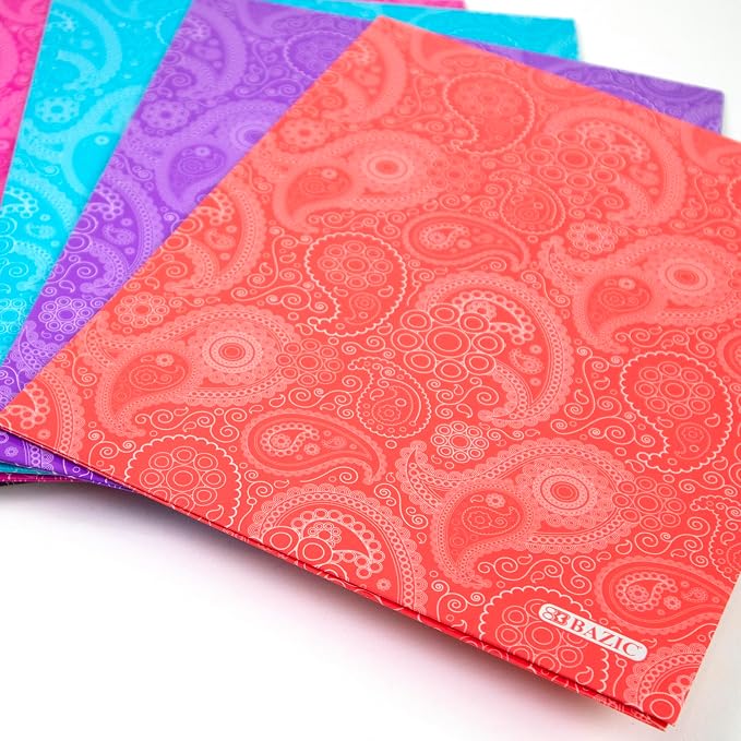BAZIC Products Paisley Paper 2-Pocket Folder, Standard Letter Folder, for School Office Documents, Set of 6