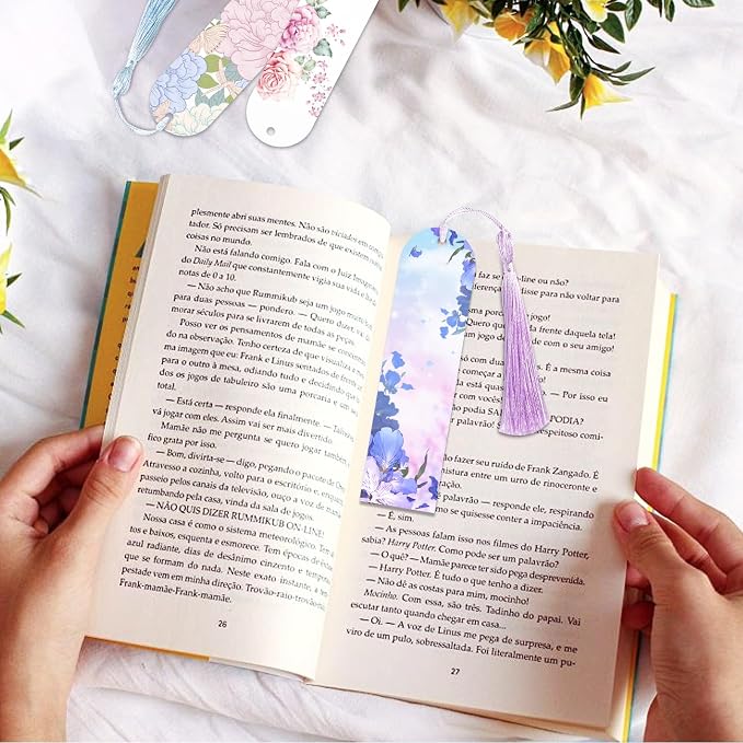 Sublimation Double Sided Bookmark Blanks - 50Pcs Metal Kit + 50 Colors Tassels, DIY Bookmarks for Book Lovers, Crafts, Reading Gifts