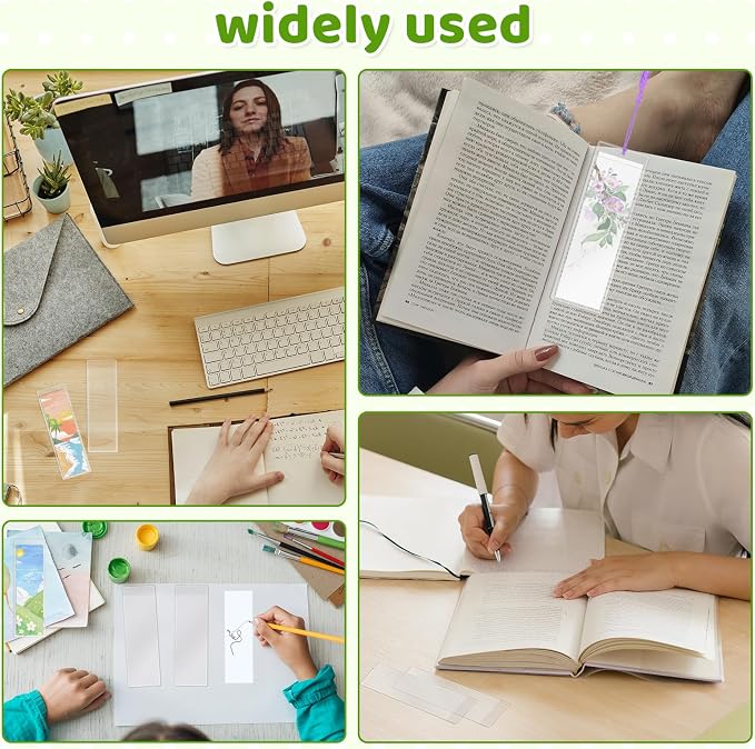 100 PCS Bookmark Sleeves Clear, Plastic Holder for Crafting and Picture Protection, 6.7 x 2.3 inches