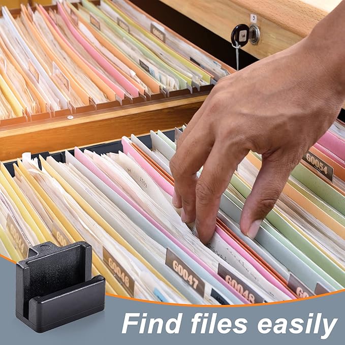 20 Pieces Hanging File Rail Clips Specialty Storage Black File Folder Plastic Rail Clip, Plastic Folder for Wood Drawers, Keep Your Folders Neat and Organized