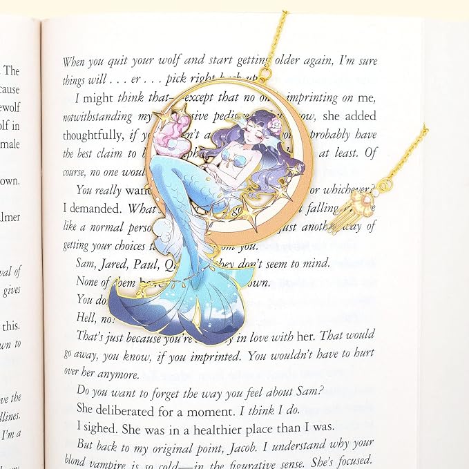 BLBMH Cute Metal Bookmarks for Women Girls Book Lovers Anime Bookmark Mermaid Gifts for Readers Best Friends -M6