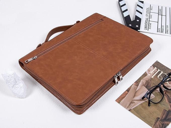 Free Name Engraved, Personalized Vegan Leather Padfolio for Men, Customized Leather Portfolio for Women, Portfolio Folder, Business Document Organizer for 13.3" iPad,Padfolio with A4 Notepad Holder