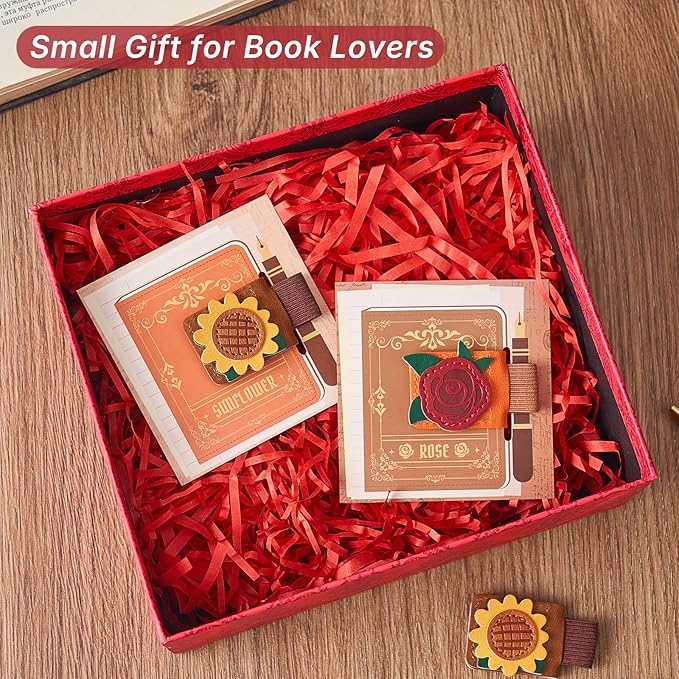 2PCS Magnetic Leather Bookmark, Rose & Sunflower Bookmarks for Women, Cute Magnetic Bookmark Clips, Book Accessories, Unique Gifts for Women
