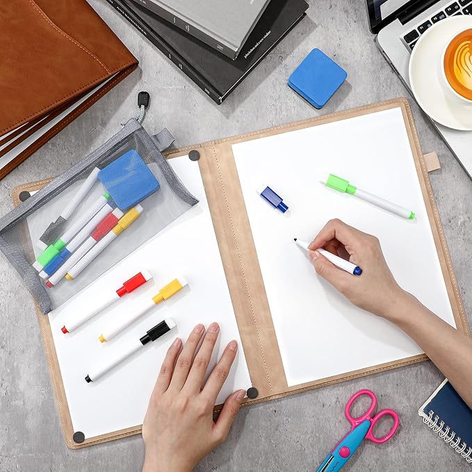Feifeiya 6 Sides Dry Erase Notebook Portable White Board 12"x9"(a4) Travel Dry Erase White Board Notebook Foldable Anti-ghosting Surface for Office, School, Study, Travel & Business Meeting Planning