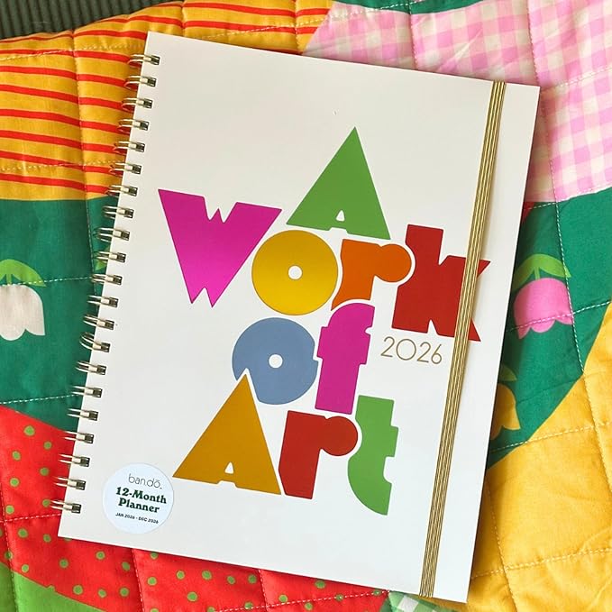 ban.do 12-Month Large Daily and Weekly Planner Dated January 2026 - December 2026, Soft Cover Self Care Journal, Agenda with Monthly Calendar, Stickers, Art & Bonus Pages (A Work of Art)