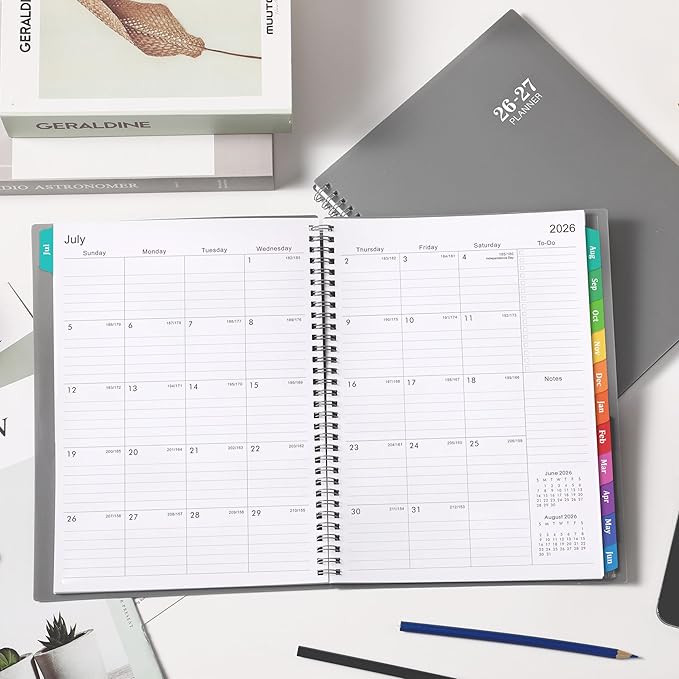 2026-2027 Planner - 2026-2027 Weekly and Monthly Planner, 9β Γ 11β, from JUL 2026 to JUN. 2027, Inner Pocket, Premium Paper, Twin-wire Binding, Make Life Productive - Gray