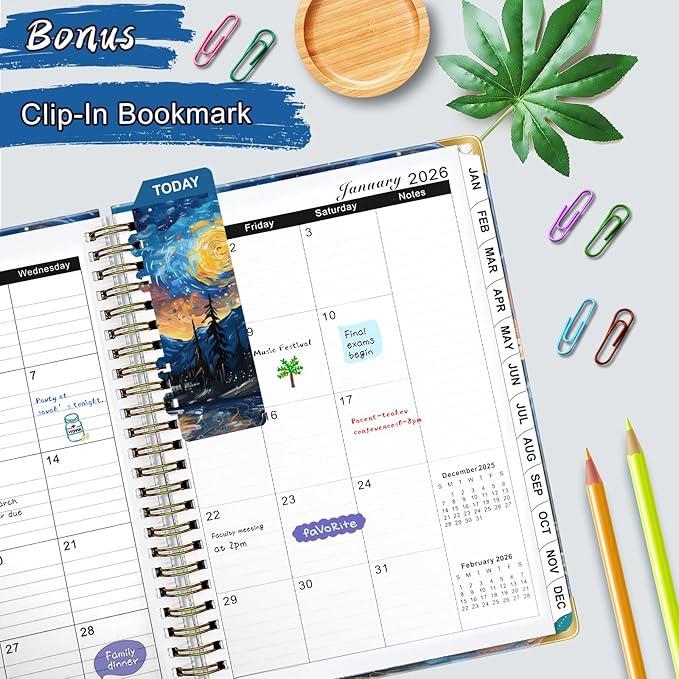 2026 Planner from Jan.2026 - Dec.2026, 6.3" X 8.5" Weekly Monthly Planner, Daily Planners Spiral Bound, Hardcover Agenda 2026 Planners for School Office