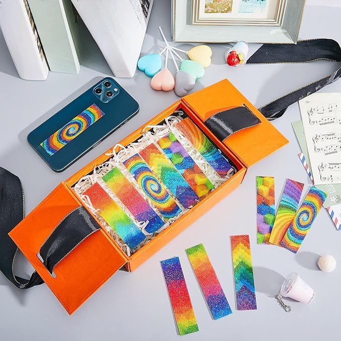 Gersoniel 72 Pcs Anxiety Sensory Stickers Calm Stickers Adhesive Textured Mental Health Strips Mindfulness Fidget Decals Stress Anxiety Relief Items for Desk Therapy Office Counselor(Rainbow)