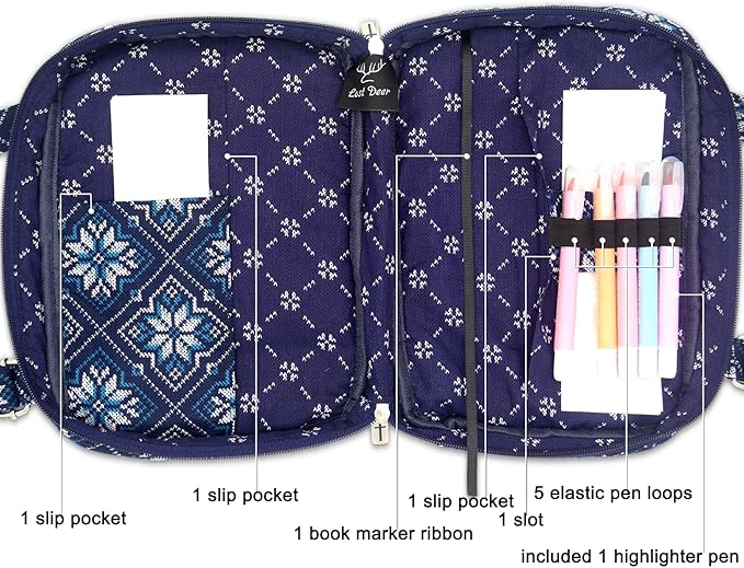 Bible Cover for Women with Adjustable Straps, Large Study Bible Carrying Case Bag with Zip Pocket, 10x7x2.7 Inches