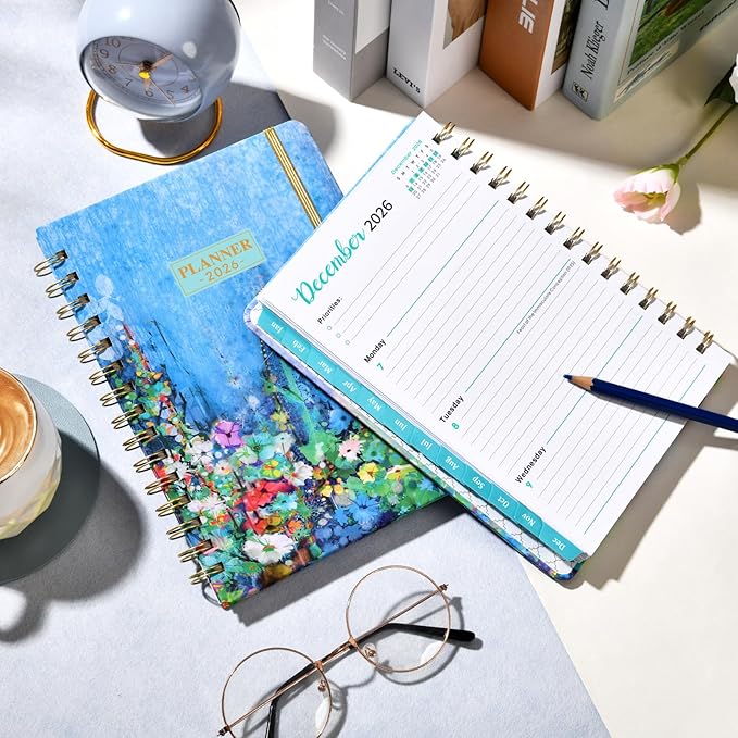 2026 Planner - Planner Weekly and Monthly 2026, JAN. 2026 - DEC. 2026, 6.4" x 8.5", 2026 Calendar Planner with Monthly Tabs, Sturdy Cover, Premium Paper, Back Pocket, Strong Twin-wire Binding