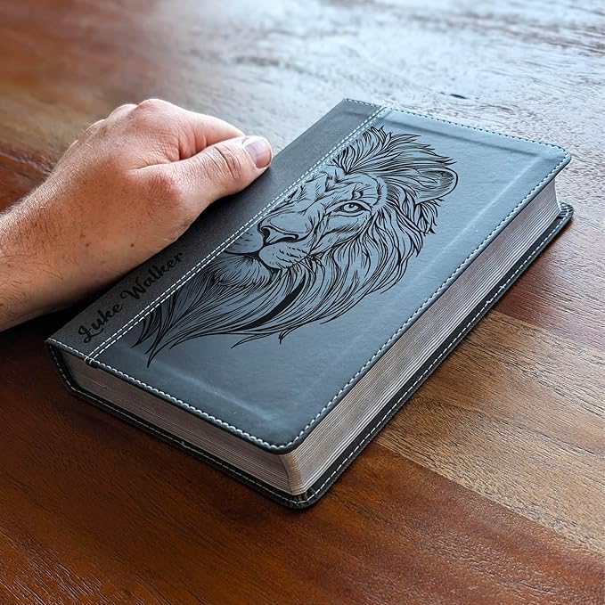 Farm and Posh Personalized NIV Personal Bible with Crown of Thorns | Large Print (Black Lion Front)