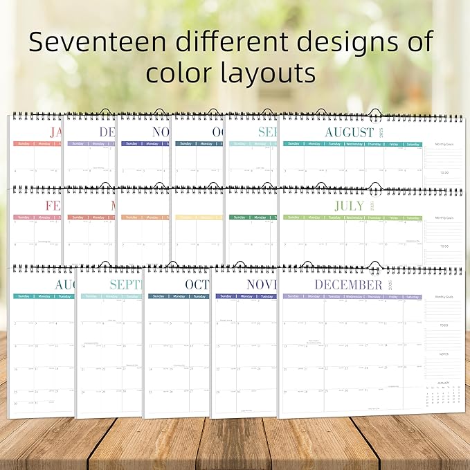 Aesthetic Wall Calendar 2026, 12 Monthly Horizontal Calendar January 2026 to December 2026, 14.5" x 11.5" Modern Wall Hanging Calendar for School, Home, Office for Monthly Organizing & Planning