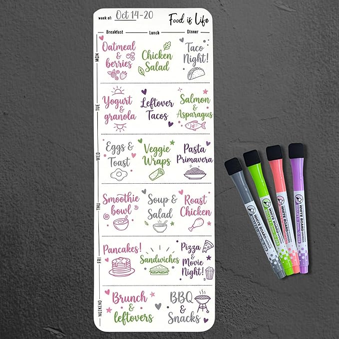 Magnetic Dry Erase Calendar for Fridge – 3 Pack Monthly Whiteboard Meal Planning Board w/4 Markers – Daily Task, Weekly Planner & Schedule Board for Refrigerator, Kitchen & Office Use