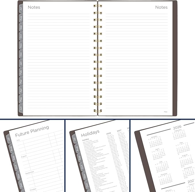 Mead Planner 2026-2027 Weekly & Monthly Academic 15-Month April-June, 5.5" x 8.5", Ground Coffee (CAW42004)