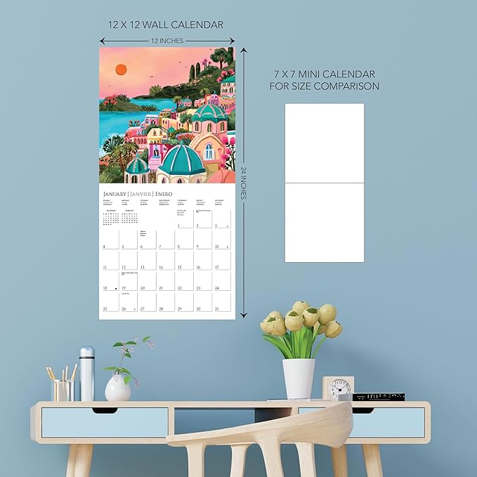 Graphique 2026 Around The World Wall Calendar | 12” x 12” | Thick Paper | Home & Office Organizer | Large Monthly Grid | 3 Languages & Marked Holidays | 4 Month Preview Page for 2027