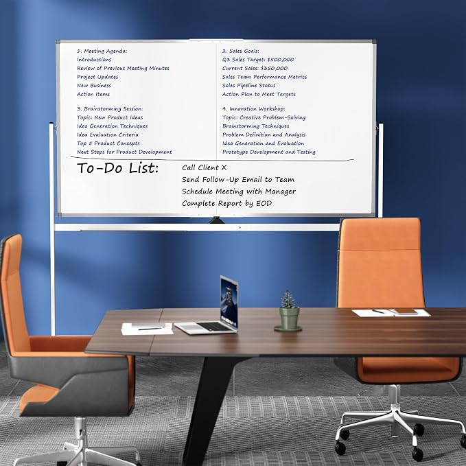 Large Rolling Whiteboard on Wheels, 72" x 40" Double-Sided Mobile White Board with Stand, Portable Standing Magnetic Dry Erase Board Easel for Home Office Classroom School, Silver