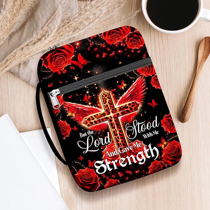 Bible Cover for Women With Leopard Rose Flowers, Carrying Case for Study, Zippered Portable Bag, Covers, Gifts for Christmas Christian