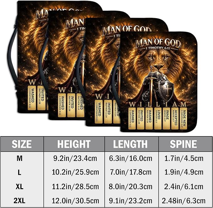 Personalized Man of God Bible Cover for Men, Christian PU Leather Bible Case with Handle Zipper, God Says I Am Warrior Scripture Bible Holder, Religious Gift for Men (Man of God Bible Verse)