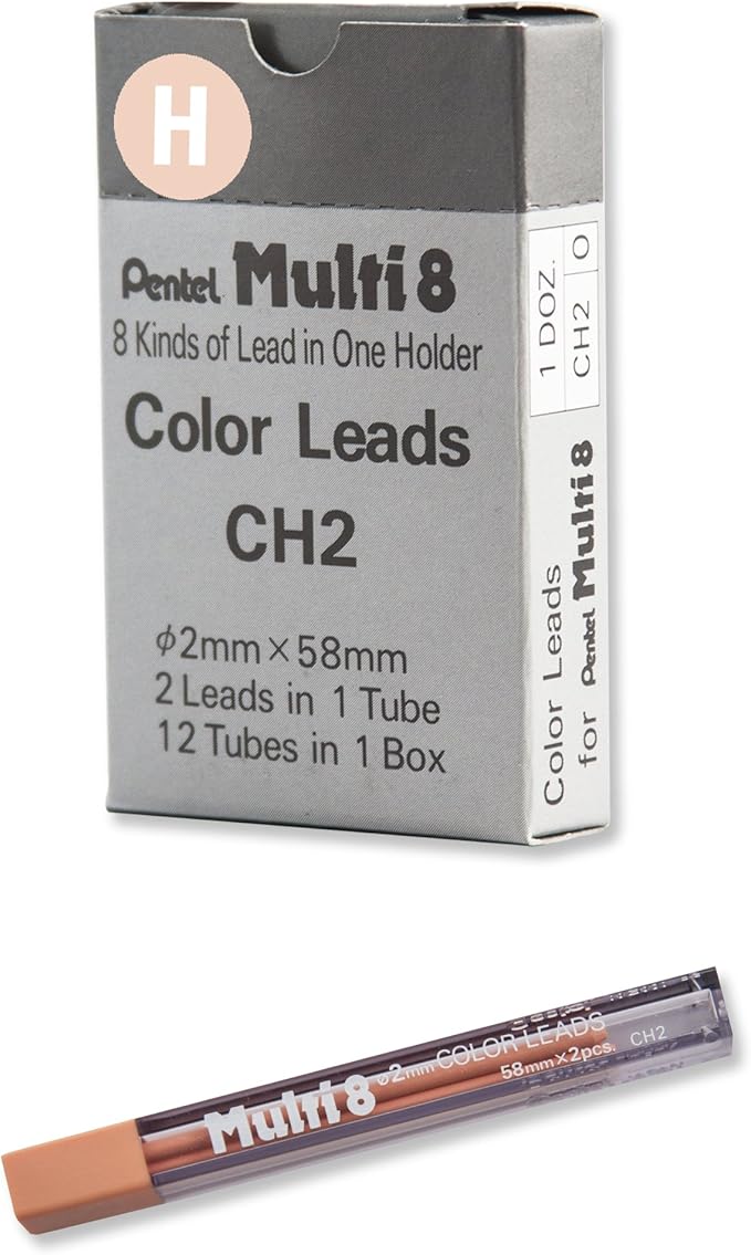 Pentel Arts 8 Colour Pencil Lead Refill, Peach, 24 Pieces of Lead (CH2-H)