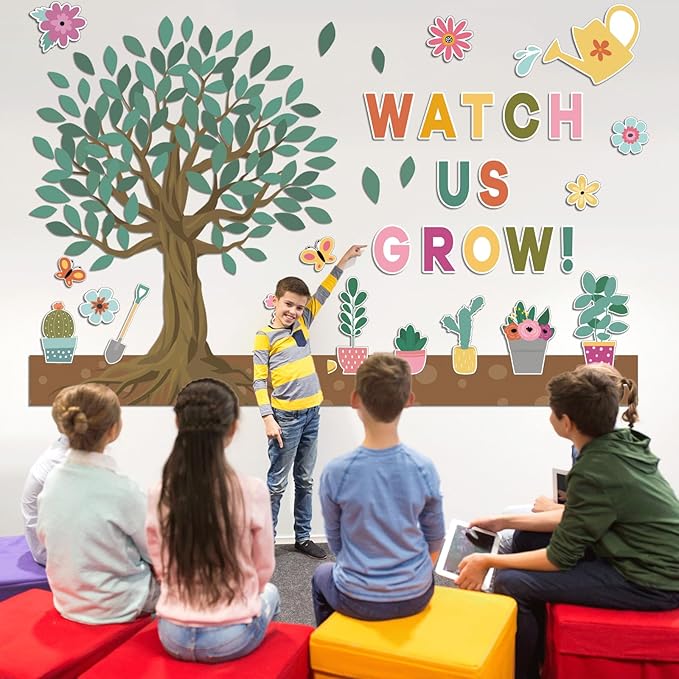 Spring Tree Classroom Decor Floral Tree Bulletin Board Spring Cutouts Border Decorations Classroom Bulletin Board Set Floral Border for Elementary School Flower Style