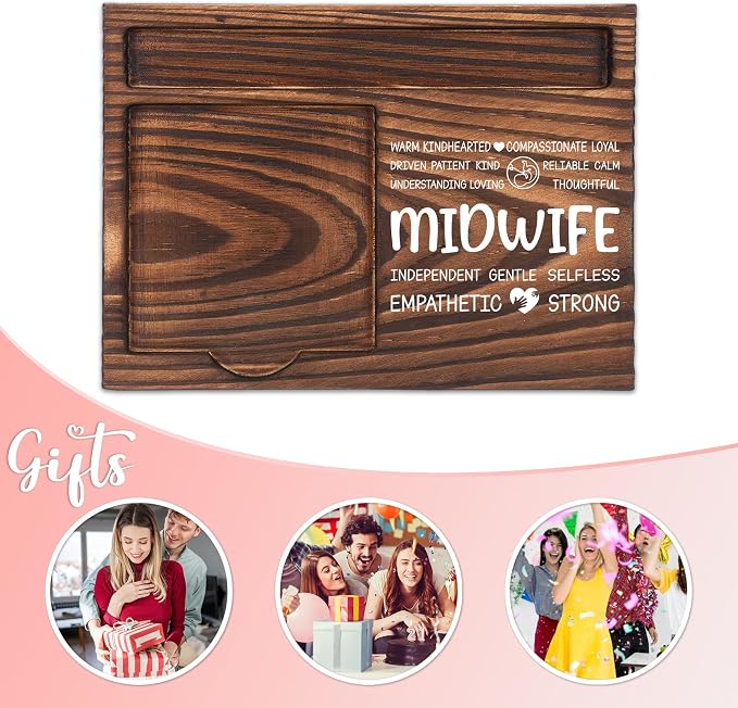 Midwife Appreciation Gifts, Thank You Gift for Childbirth Helper, Birth Worker Office Coworkers Staff Appreciation Gifts, Sticky Note Holder Wooden Notepad & Pen Holder 6.5" x 4.7" - FTA285