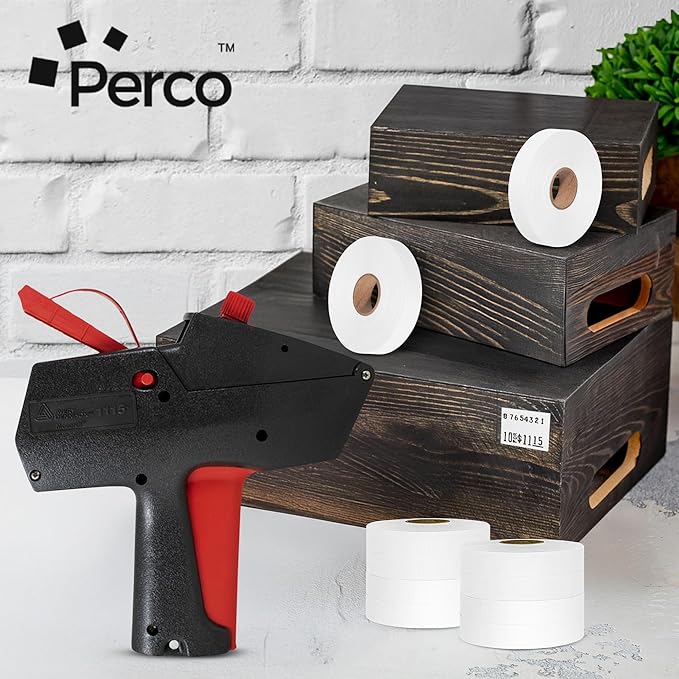 Perco White Pricing Labels for Monarch 1115 Price Gun, 4 Sleeves - 60,000 Price Marking Labels - with Bonus Ink Rolls