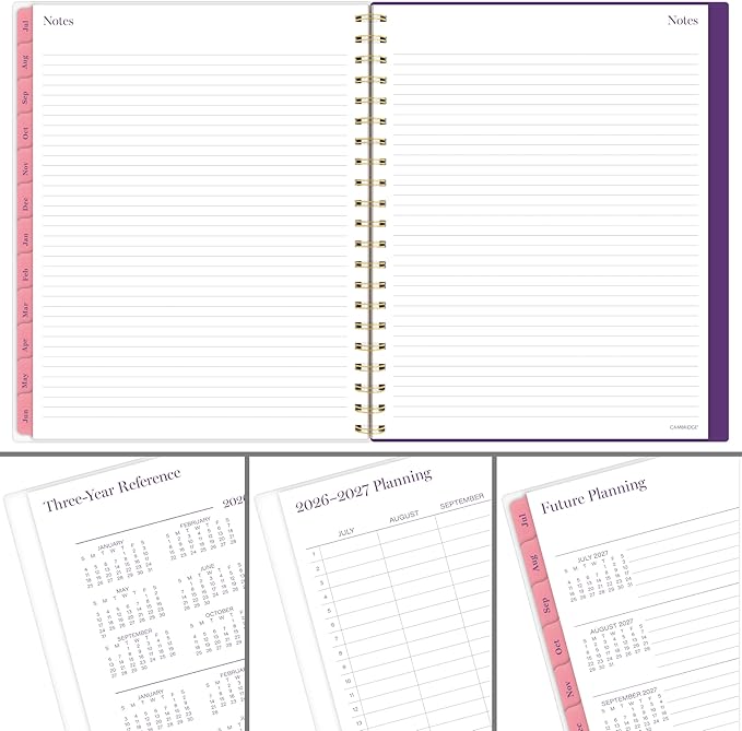 Cambridge Planner 2026-2027 Weekly & Monthly Academic 12-Month July-June, 8-1/2" x 11", Filbert (1792-905A)
